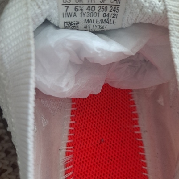 Adidas White Sneakers with Black Accents and Vibrant Orange Interior Size 7 Mens main image 10